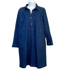 J. Jill Denim Jean Shirt Dress Size Small Petite Quarter Button Chambray Pockets